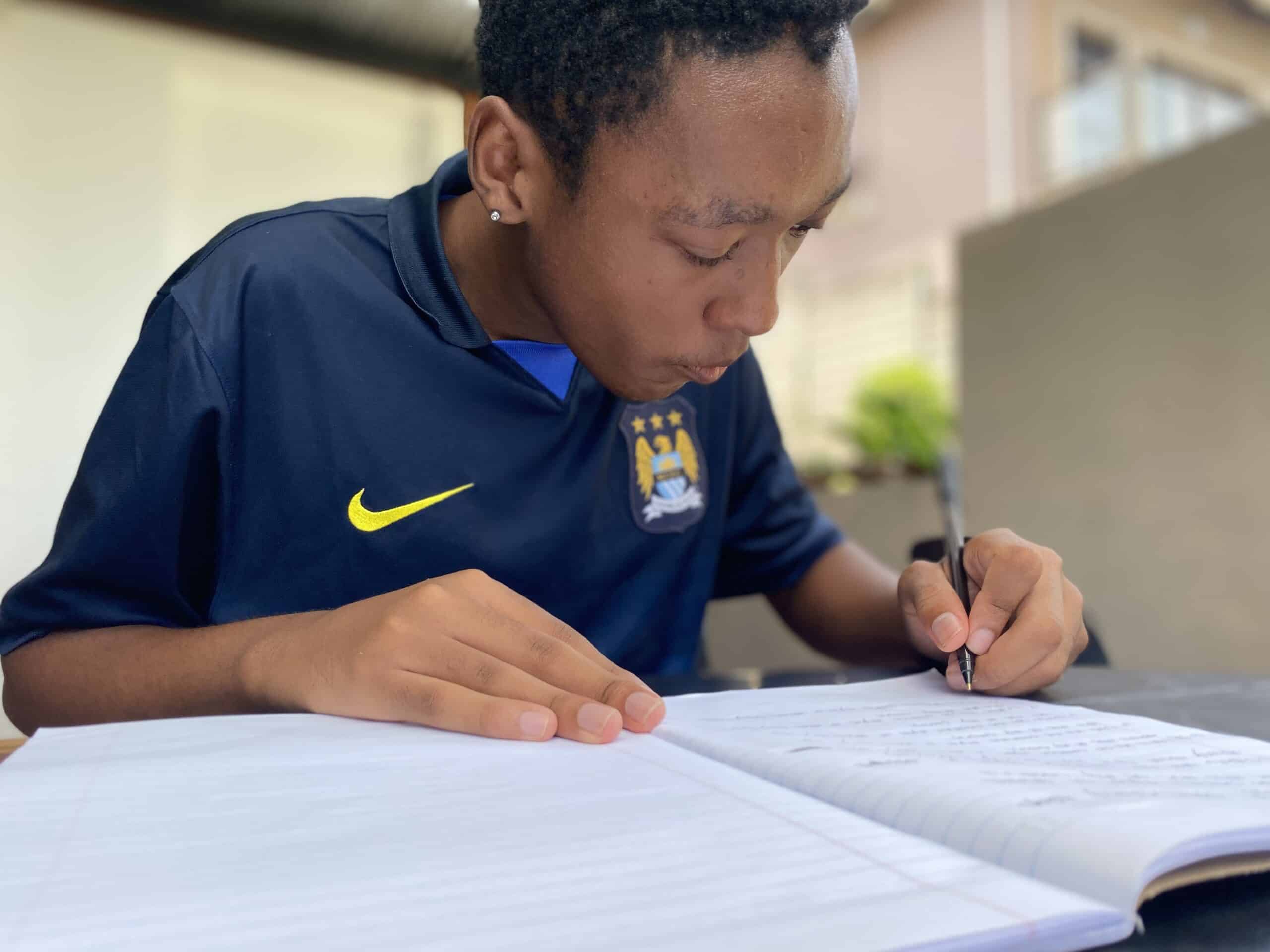 a student doing his work