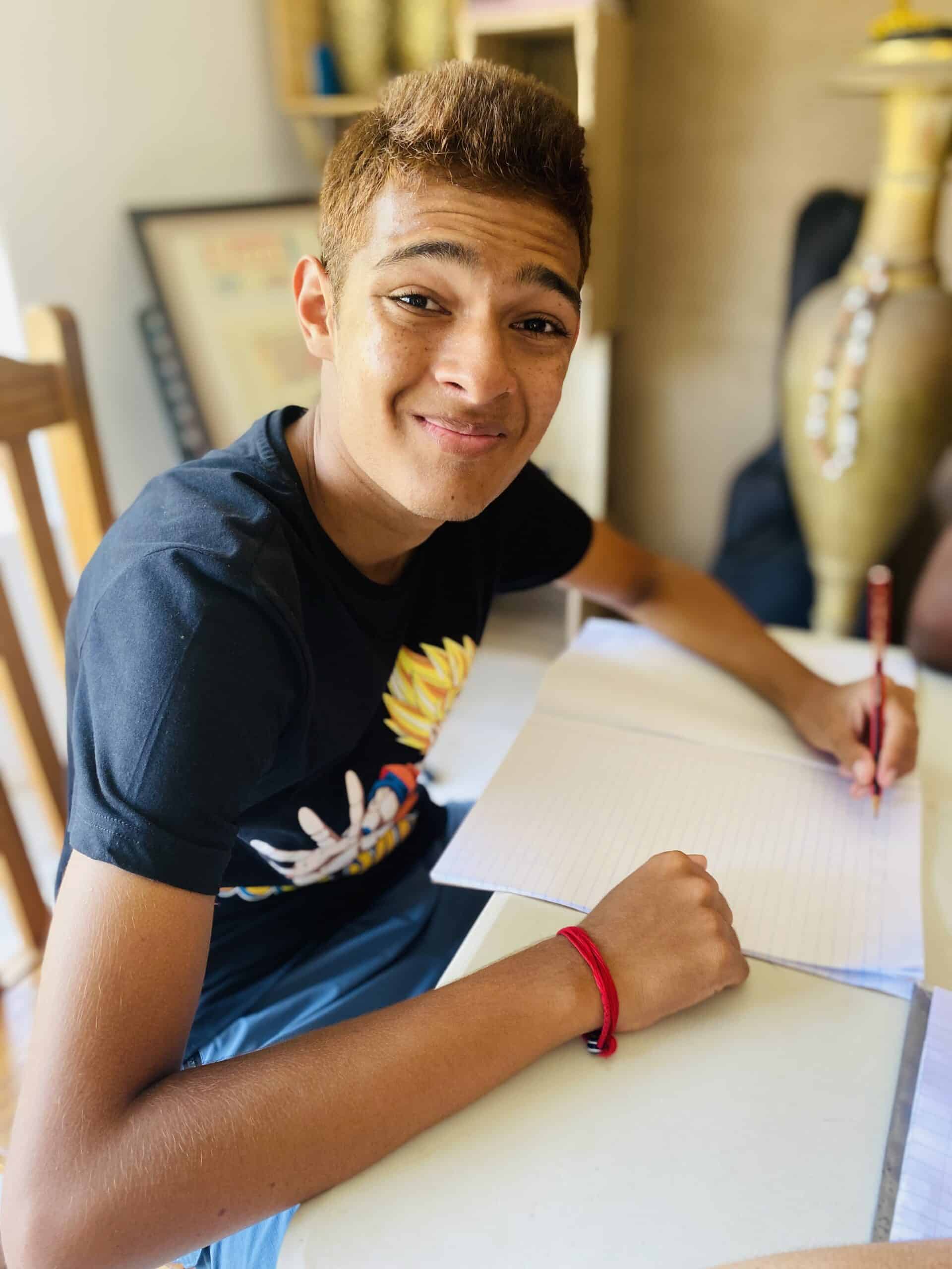 a student doing his work