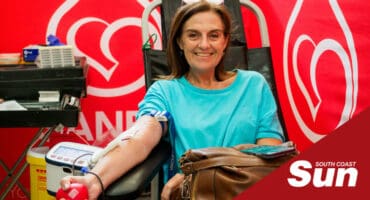 a woman giving blood