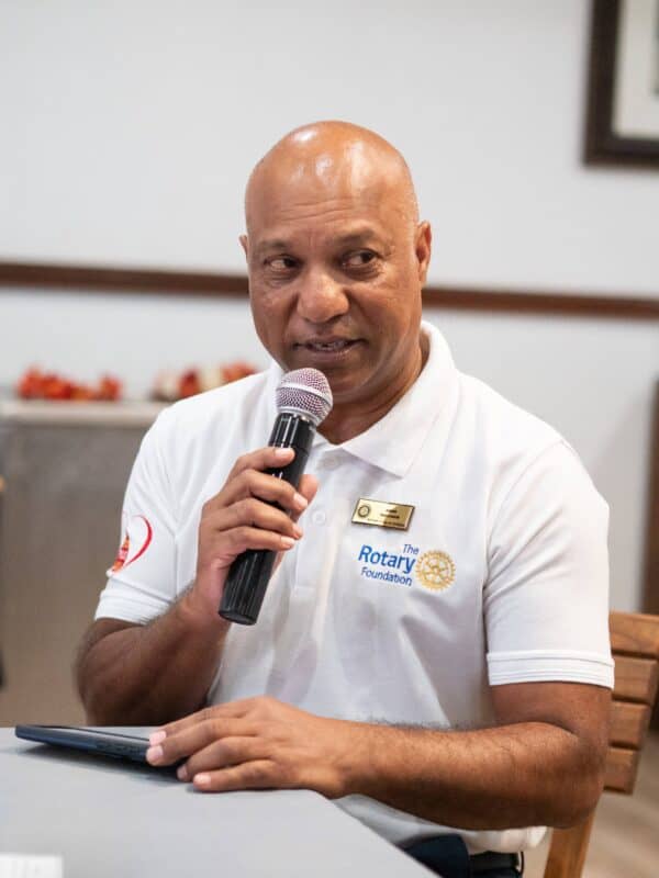 a man speaking into a microphone
