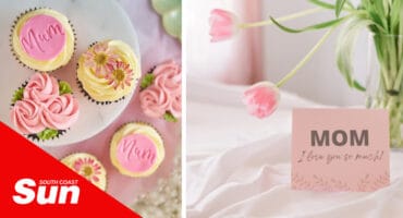 a photo of cupcakes and a mothers day card