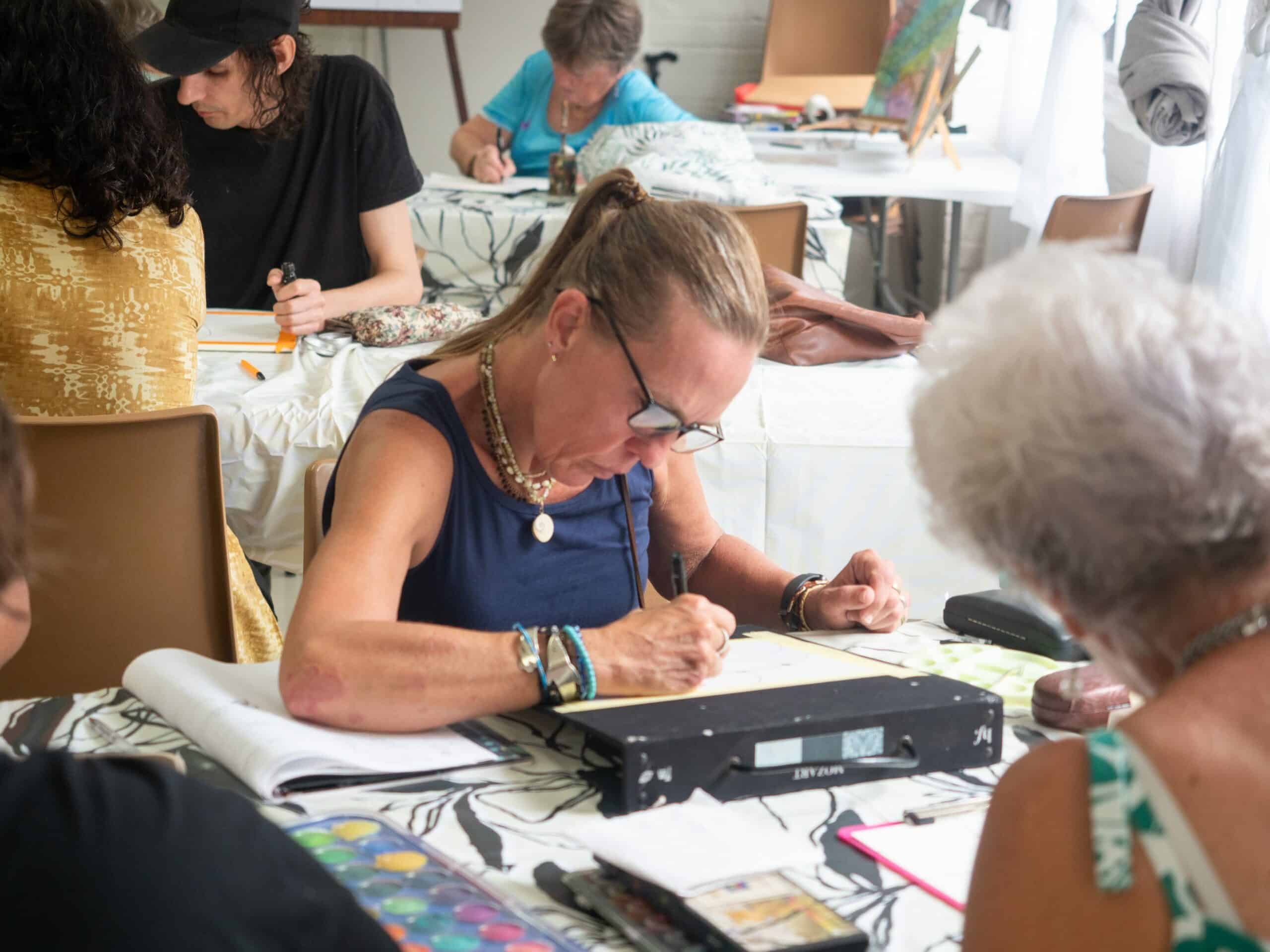 art club members drawing