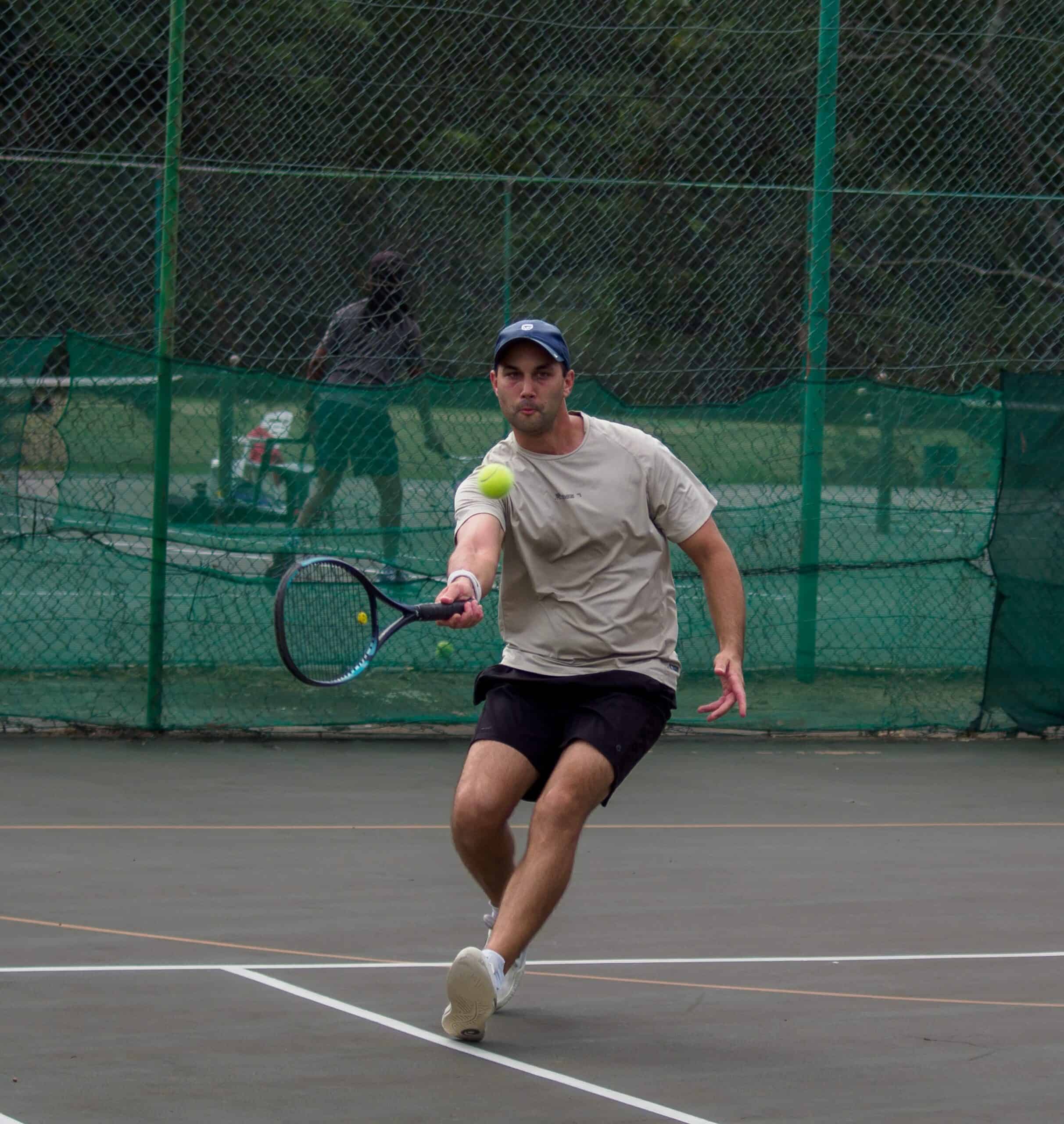 a man playing tennis