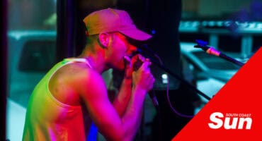 a rapper performing on stage