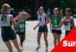 a netball match being played on combined courts