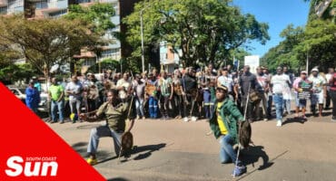 protestors demonstrating on the street