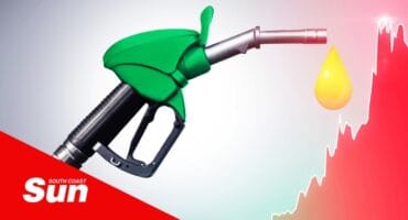 a fuel bowser with a line graph going from green to red