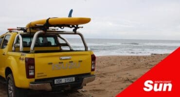 A Lifesaving South Africa vehicle on Amanzimtoti Main Beach.