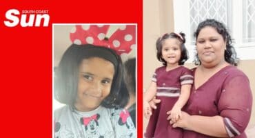inset is a little girl's portrait, main photograph is a mother and a daughter