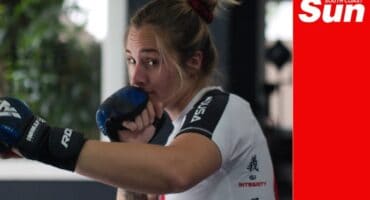 a martial artist punching a punching bag