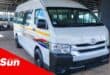 A toyota taxi in a taxi rank