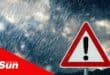 a stock image of a storm with a storm sign