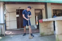 Sweeping with a smile: Grant McLean.