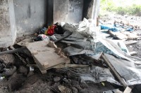 The remainder of shack after it was demolished.