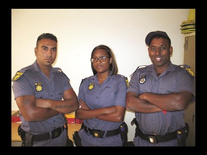 Arresting officers, constables Brandin Naidoo, Georgia Sullaphen and Roshan Singh.