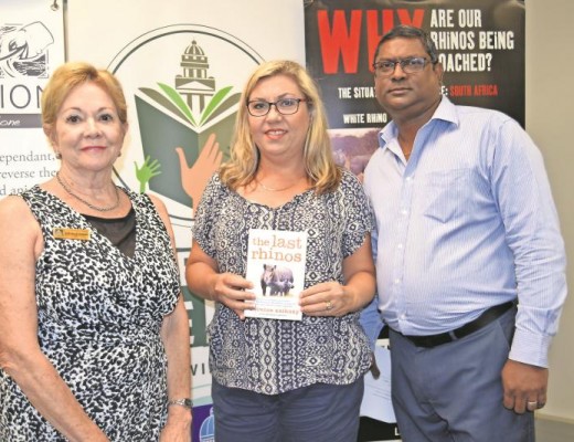 Councillor Billir Prinsloo attends the’One city, one book launch. She is seen here with conservationist, Yvette Taylor and librarian, Lionel Reddy at the Montlands library on Friday 1 April. 