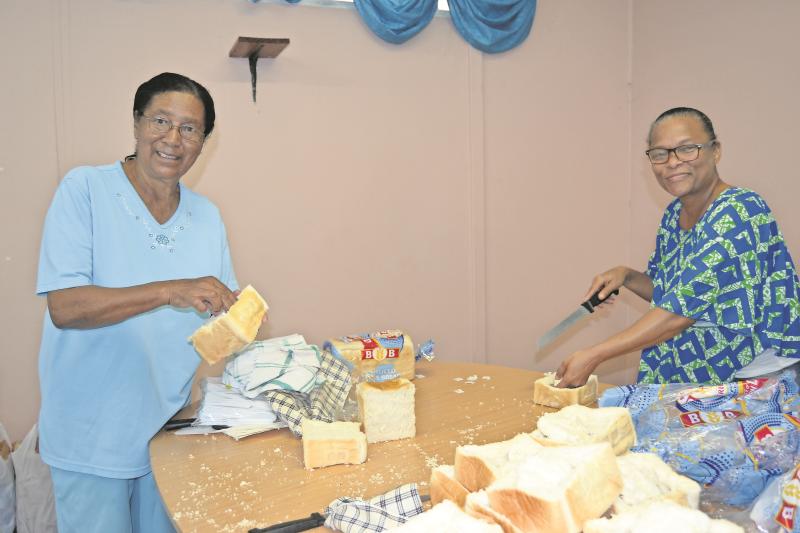 Desere Dewaal and Kay Abrahams spent the day shelling out bread for the bunnies.