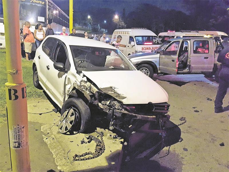 Three people were injured in a crash on Quality Street on Friday night.