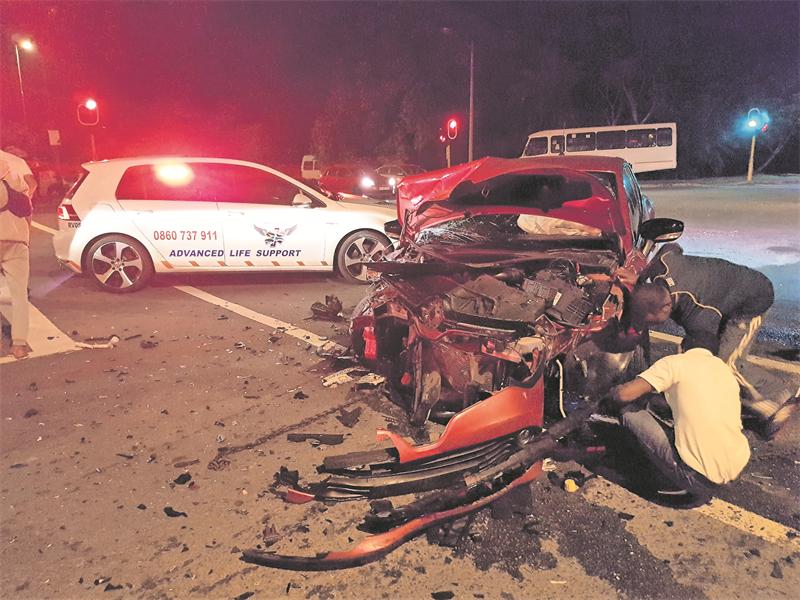 Three people were injured in a crash on Quality Street on Friday night.