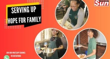 Dyllon, Olivia and Declan Jones preparing breakfast for their fundraiser.