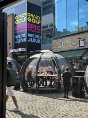 A unique table setup for the market.
