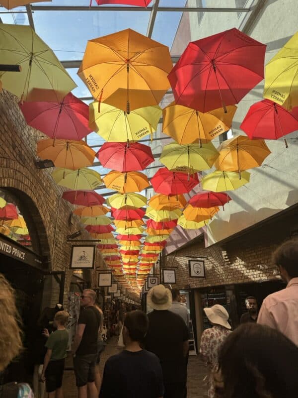 Each row of the market has something that attracts you to it, including this row of colourful umbrellas.