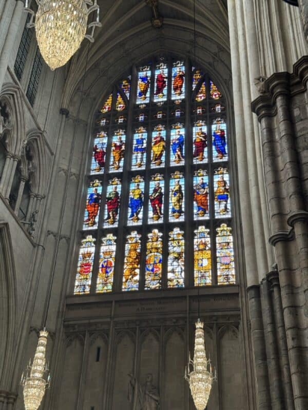 The beautiful stained art that adorns the Abbey.