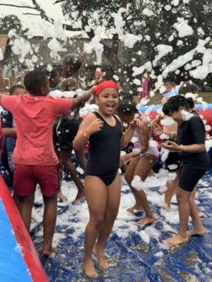 Learner having fun at school’s spring day fun day.