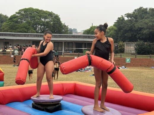 Learners having fun at school’s spring day fun day.