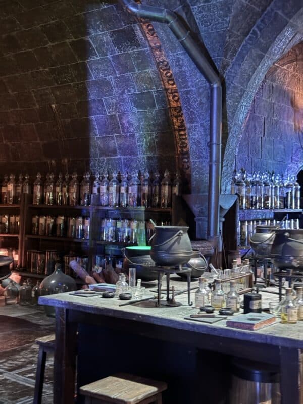 The colourful, yet filled with doom potions classroom.