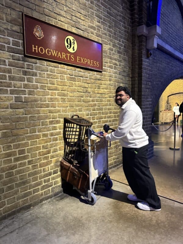Dillon Pillay pushes his trolley through platform 9 and three quarters.