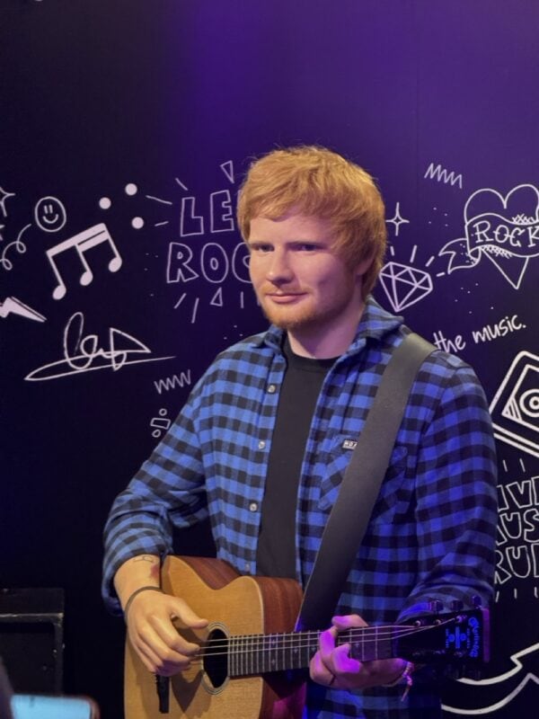 British singer Ed Sheeran had an identical figure of him doing what he does best.