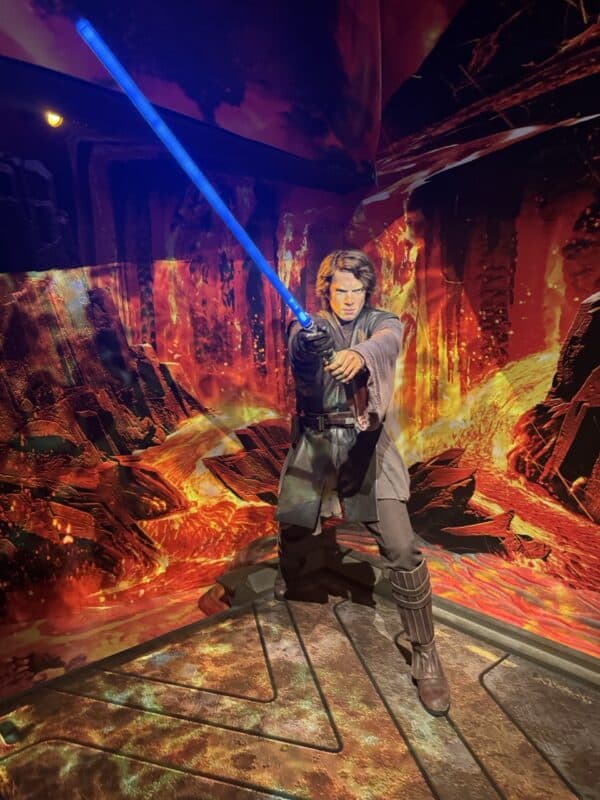 Anakin Skywalker from Star Wars was displayed with projectors creating scenes from the movie.