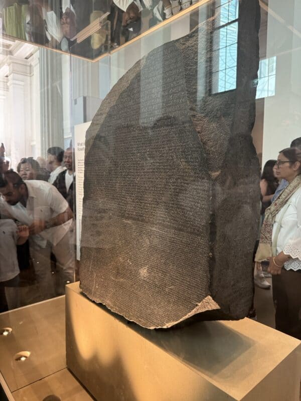 The Rosetta Stone was used by historians to unlock the ancient Egyptian language of Hieroglyphics.