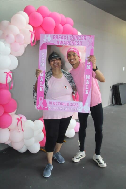 Lamiz Khan and Taariq Stokes showed their support for breast cancer awareness and a free Palestine.