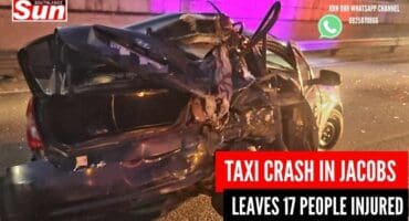 The vehicle that collided with the taxi was left in a serious state.