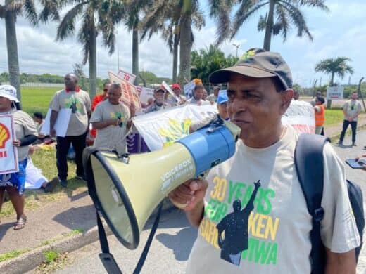 South Durban Community Environmental Alliance held a protest in Durban outside Sapref to honour the legacy of Ken Saro-Wiwa