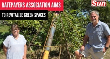 Sheila Philogene and Mike Andrews from the Yellowwood Park and Woodhaven Ratepayers and Residents Association pictured next to the dilapidated playground equipment.