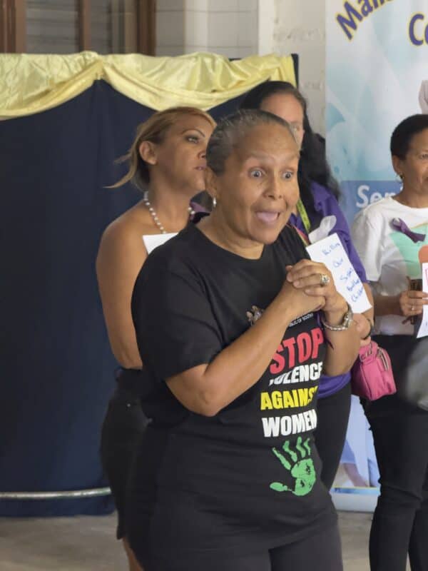 Audrey Anderson educating the senior citizens of Malibongwe.