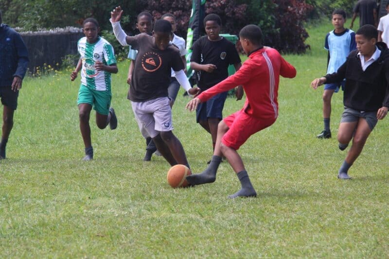 Awande Ngubelanga tries to quickly dribble past the opposition. 