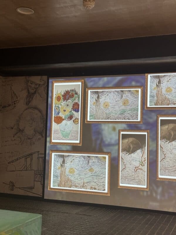 Once done with the colouring the art piece, it was scanned and projected onto the wall.