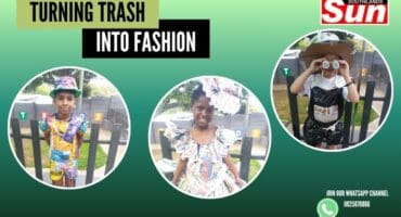 Lishaan Patel, Tinashe Msweli and Daniel Scholtz show off their creative outfits.