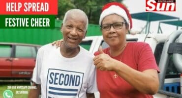 Aubrey Manuel with Wentworth Angels' Tracey Williams during last year’s Christmas drive distribution.