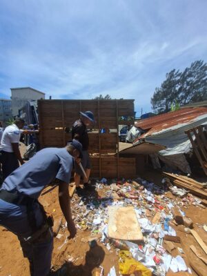 Metro police and Wentworth police demolished shacks believed to be used by drug addicts