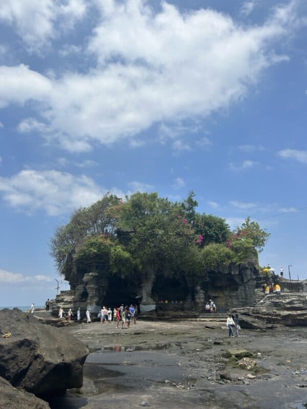 A close-up of Tanah Lot Temple.