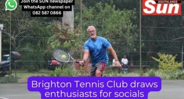 Tennis players gathered at the Brighton Tennis Club on The Bluff during the club's weekend social sessions