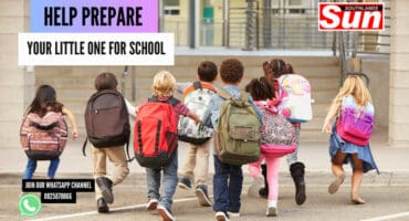 A group of kids heading to school.