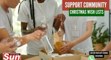 People packing bags for charity.