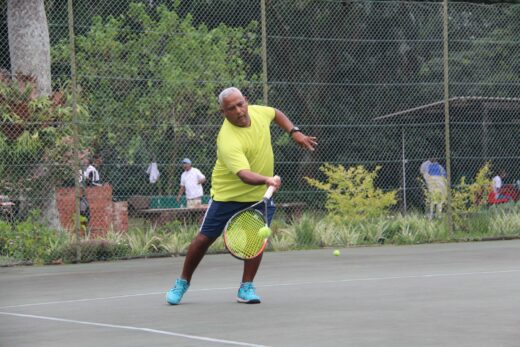 Trevor Small excelled at the recent weekend social sessions for tennis held at the Brighton Tennis Club on The Bluff
