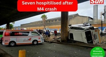 Seven people have been transported to hospital after the the two cars they were in collided on the M4 Southbound near Wentworth